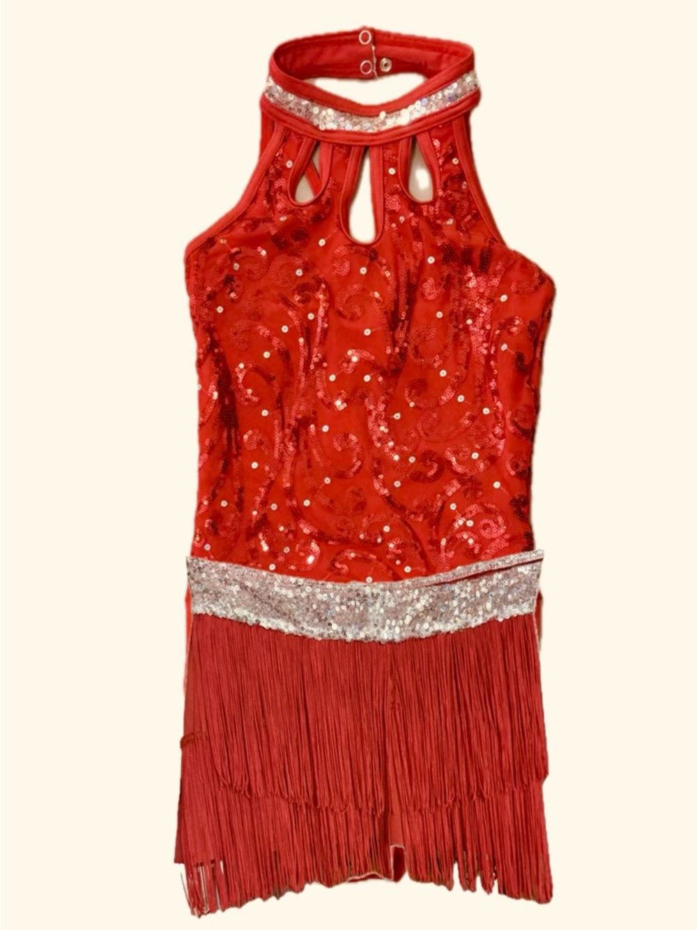 Weissman Child’s Large Red Sequin Fringe Dance Costume